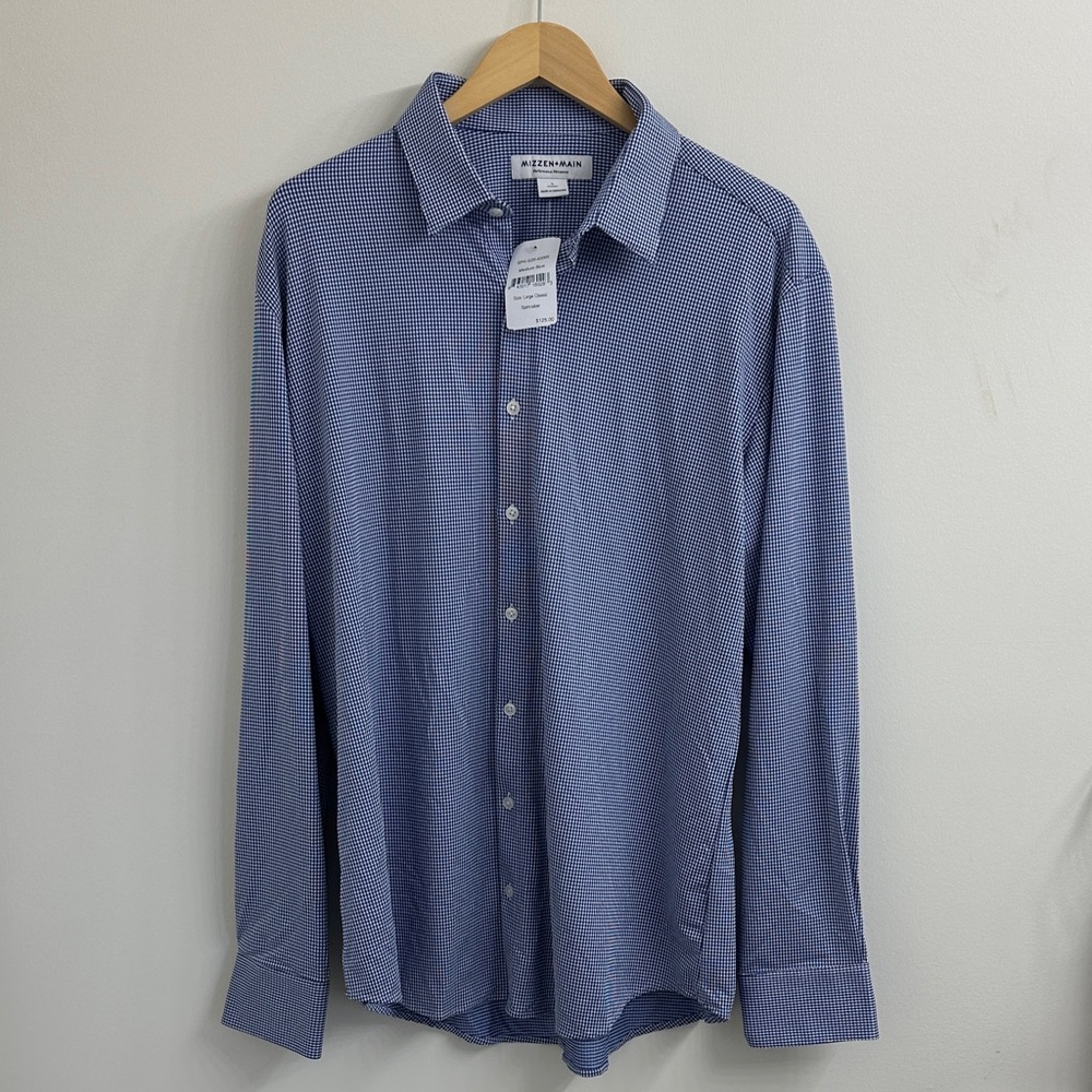Mizzen+Main Light Blue Micro-Check Dress Shirt